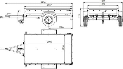 UNITRAILER Car Trailer 201 Tilting 750 kg