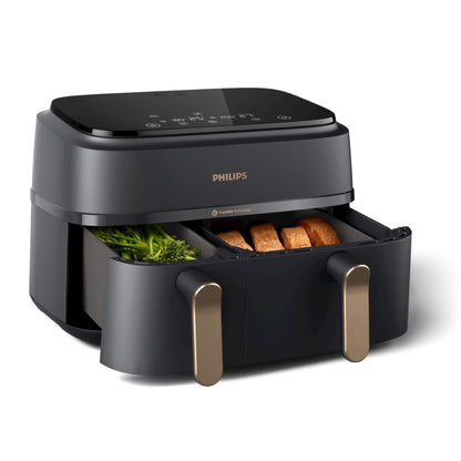 Philips Airfryer Dual Basket 3000 Series Hot Air Fryer, Black, 9 L