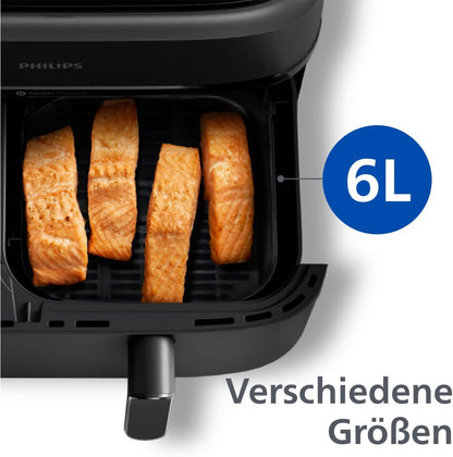 Philips Airfryer Dual Basket 3000 Series Hot Air Fryer, Black, 9 L