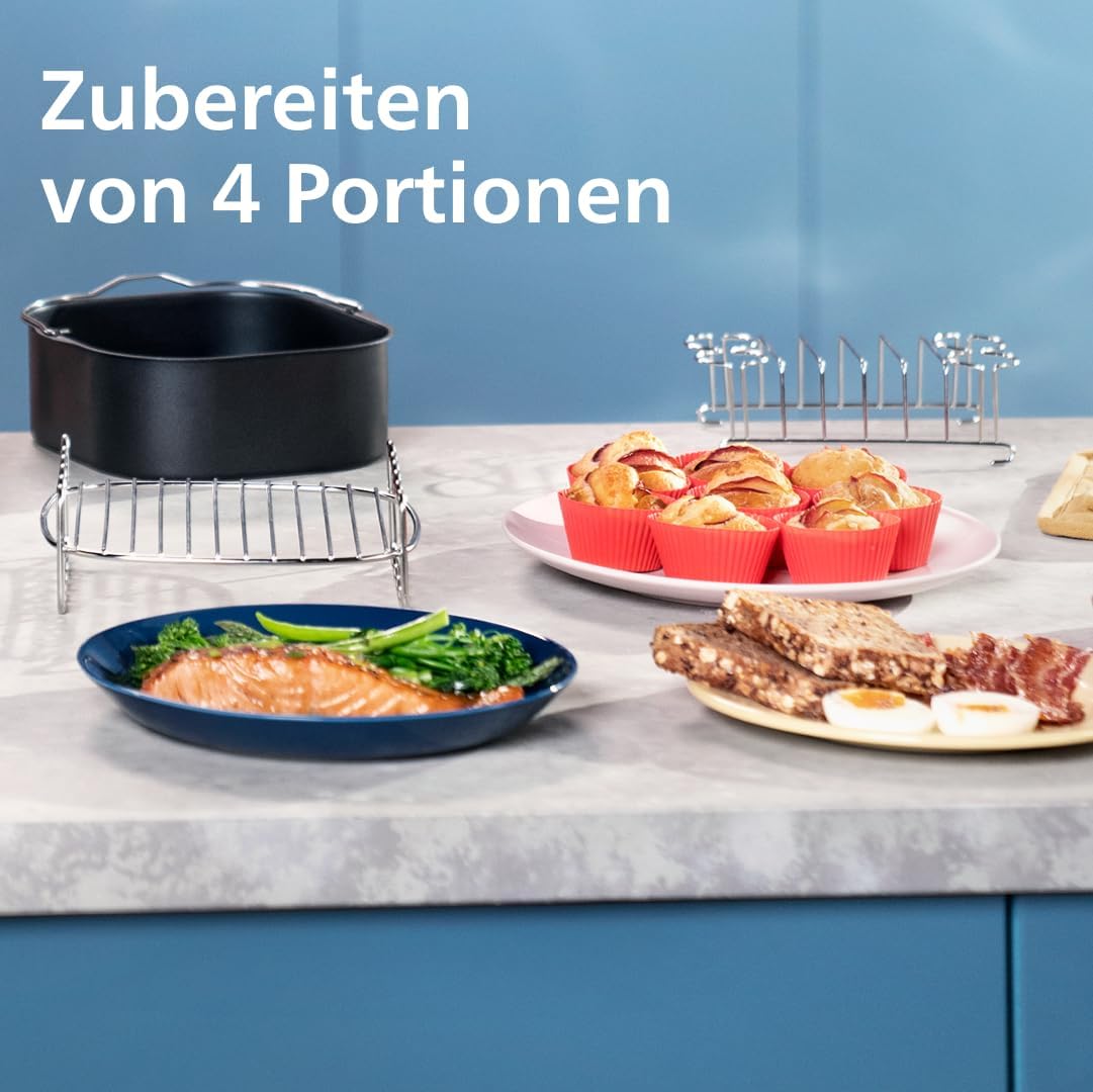 Philips Airfryer Dual Basket 3000 Series Hot Air Fryer, Black, 9 L