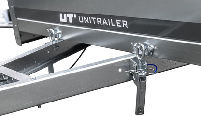 UNITRAILER Car Trailer Garden Trailer 230 Tilting - Car Trailer 750 kg, 230 cm x 125 cm Transport Area, Robust Structure Made of Galvanised Steel, Folding Drawbar