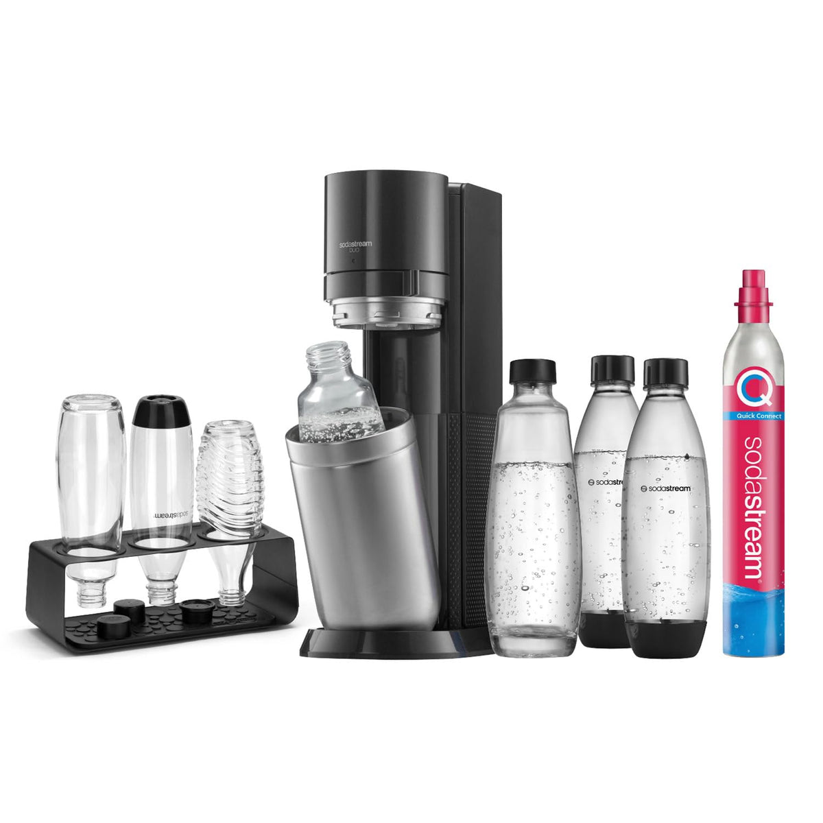 SodaStream Duo Water Carbonator – 4 x 1 Litre Carbonator Bottles & CO2