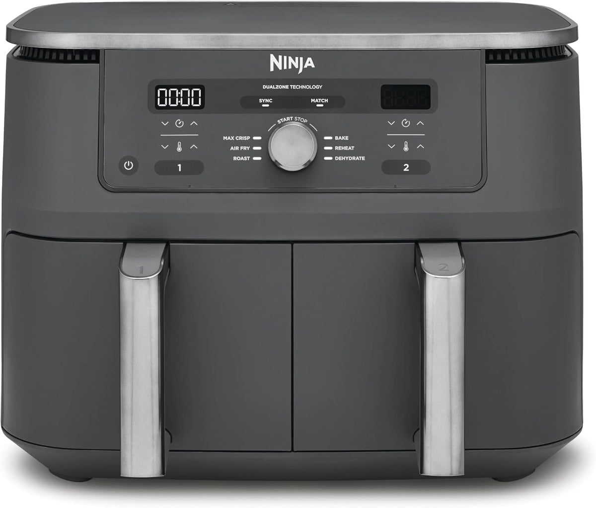 Ninja Dual Zone Digital Hot Air Fryer, 9.5L, 6-in-1, Metallic Grey