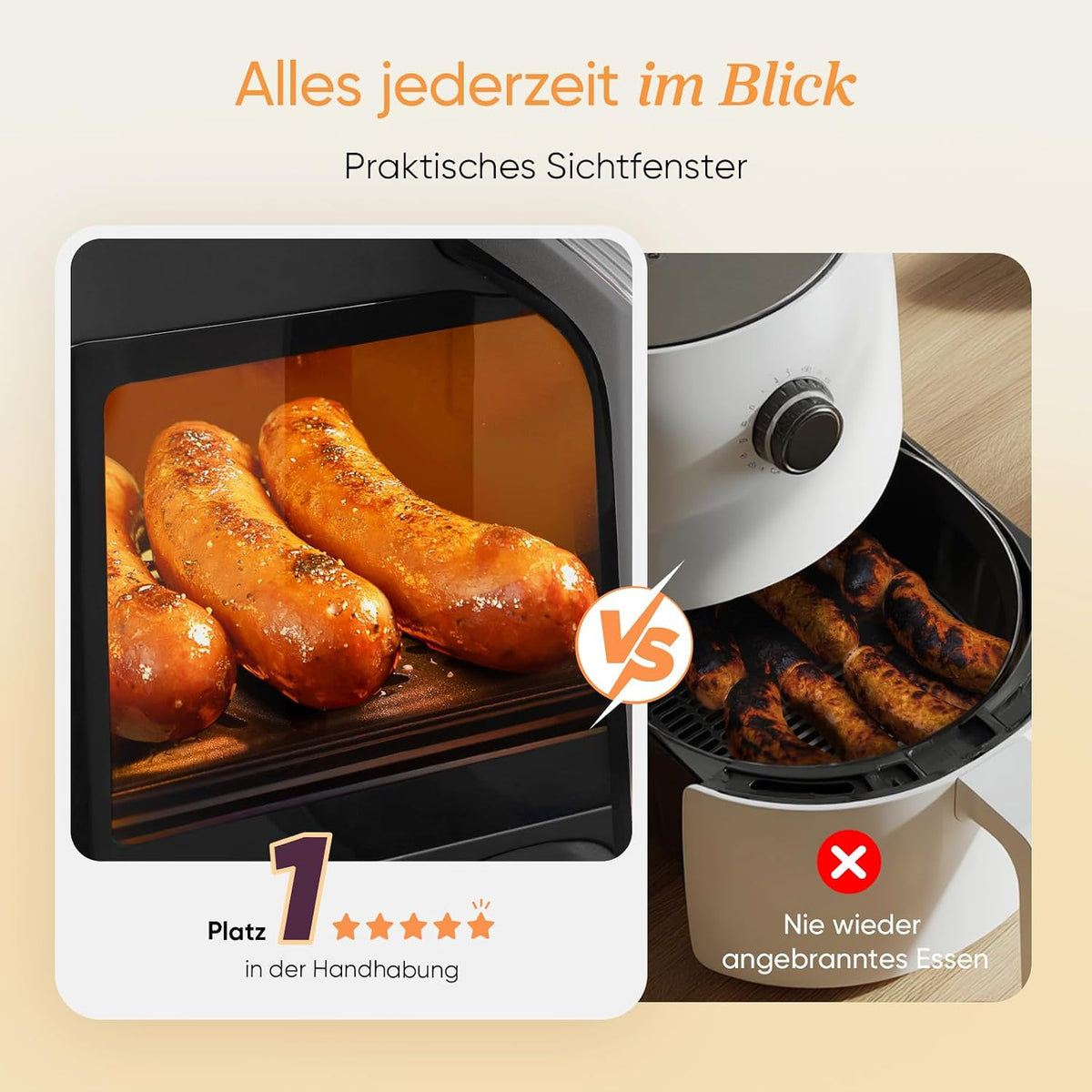 COSORI Air Fryer with 2 Chambers, 8-in-1 Dual Zone XXL 8.5L, features a dual-chamber design with viewing windows for balanced meals; Includes 50 recipes, Energy-saving and serves 1-5 people