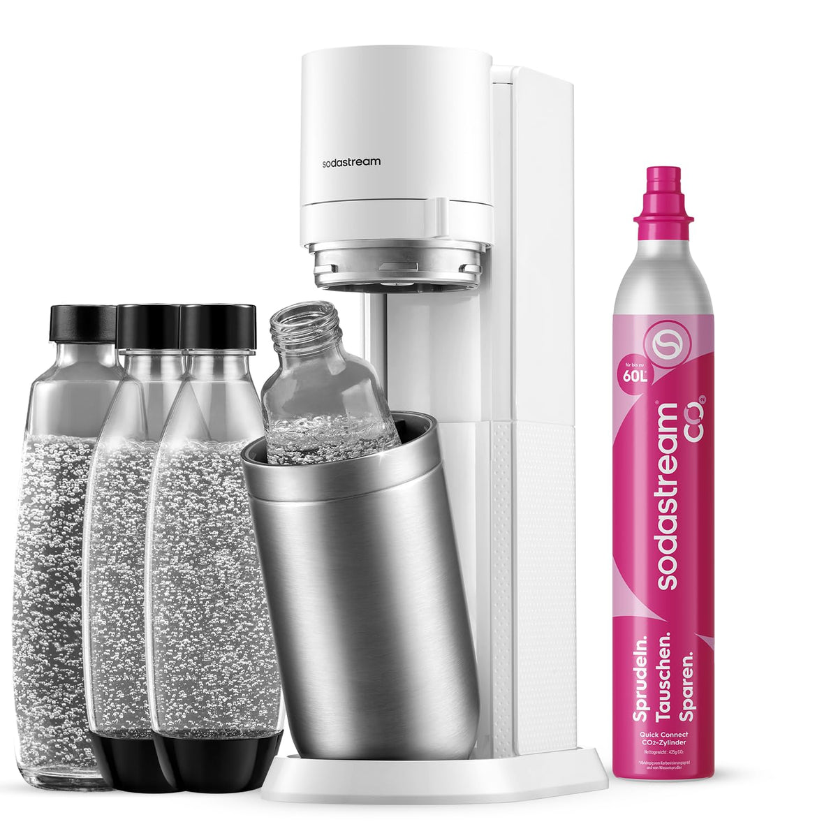 SodaStream Duo Water Carbonator – 4 x 1 Litre Carbonator Bottles & CO2