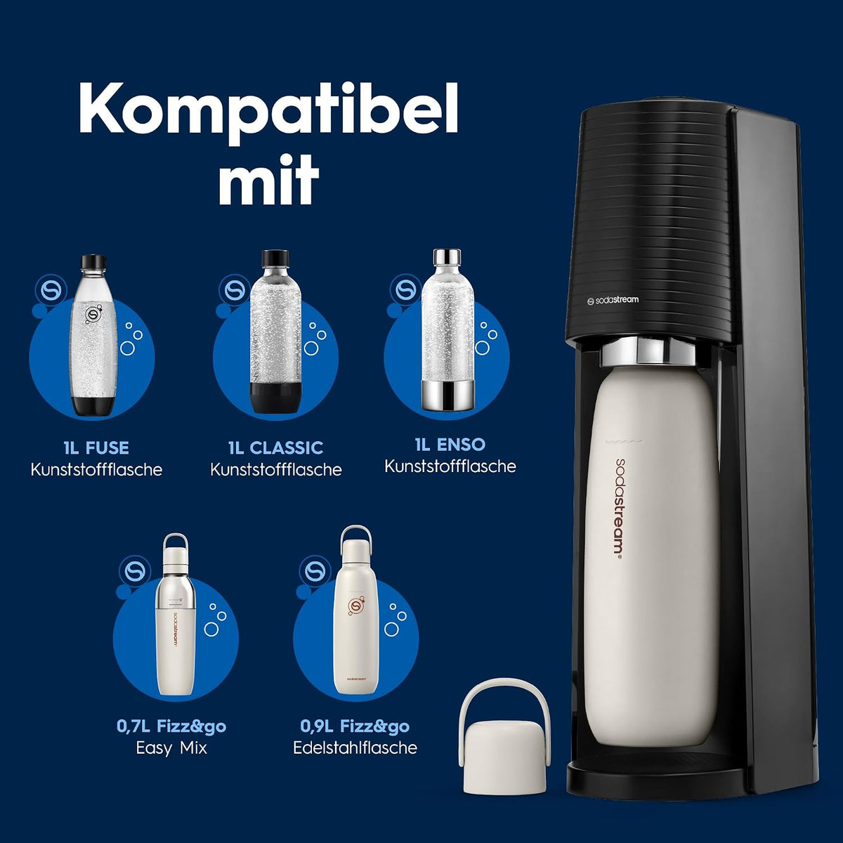 SodaStream Terra Water Carbonator – 3 x Carbonator Bottles & CO2 Cylinder