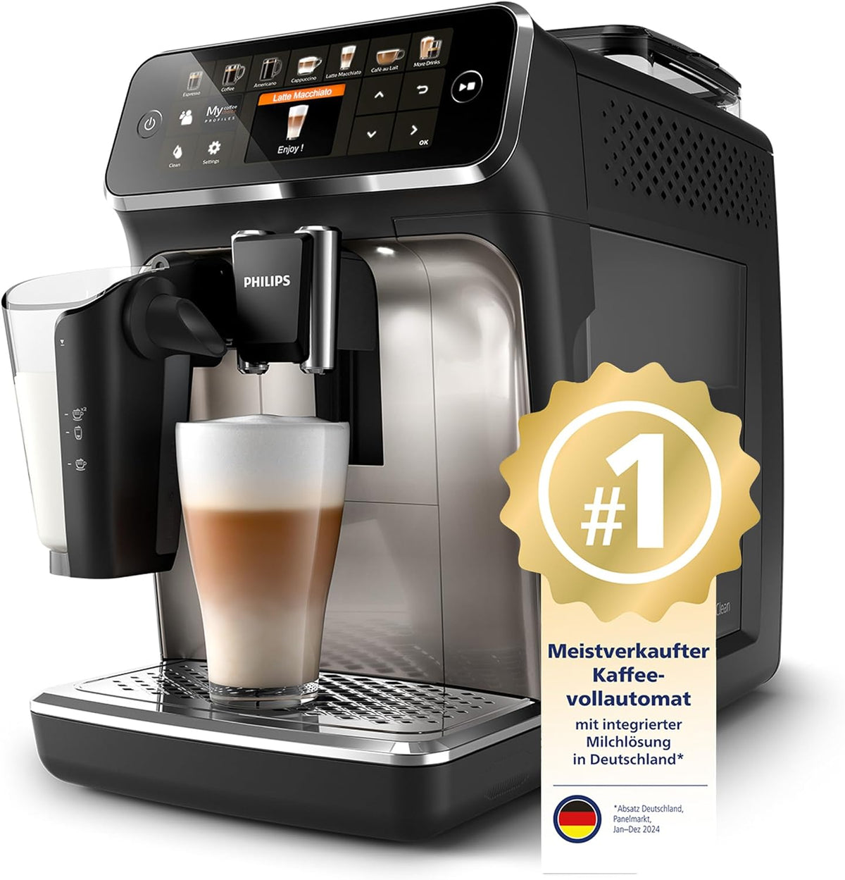 Philips LatteGo 5400 Series Fully Automatic Coffee Machine, Chrome