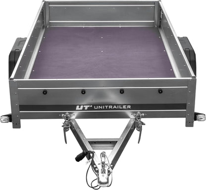UNITRAILER Car Trailer Garden Trailer 230 Tilting - Car Trailer 750 kg, 230 cm x 125 cm Transport Area, Robust Structure Made of Galvanised Steel, Folding Drawbar