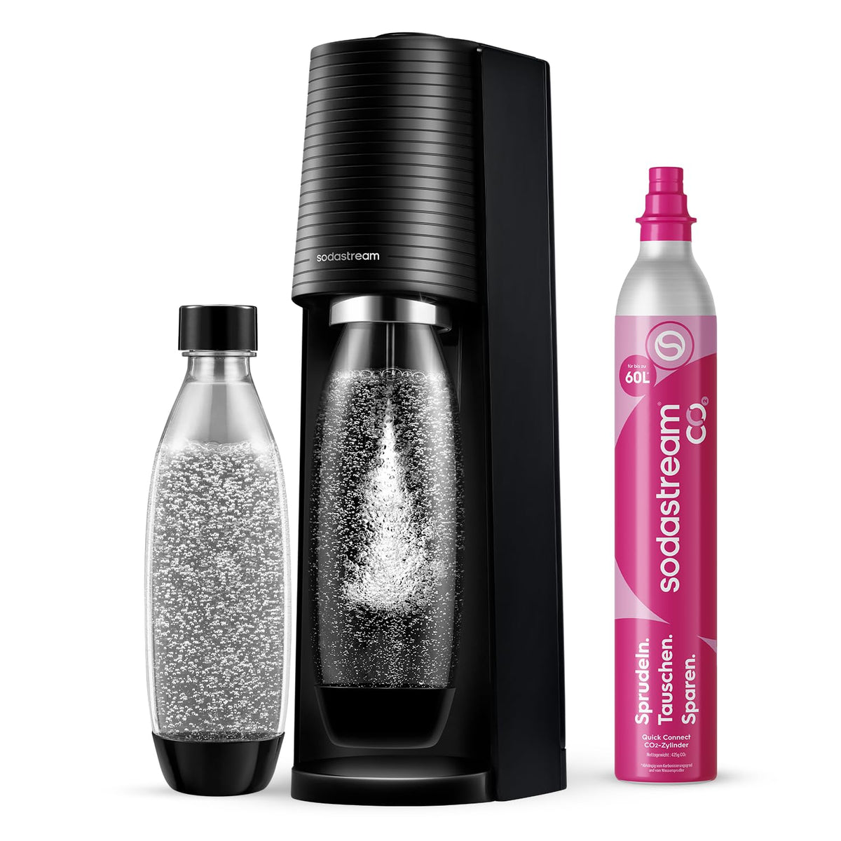 SodaStream Terra Water Carbonator – 3 x Carbonator Bottles & CO2 Cylinder