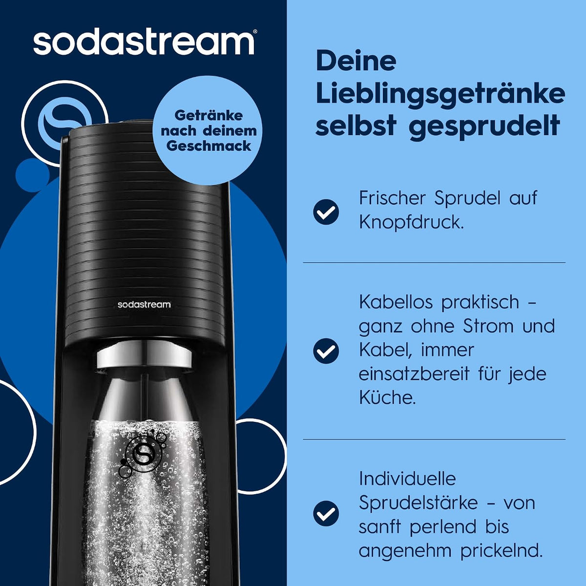 SodaStream Terra Water Carbonator – 3 x Carbonator Bottles & CO2 Cylinder
