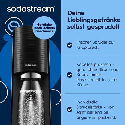 SodaStream Terra Water Carbonator – 3 x Carbonator Bottles & CO2 Cylinder