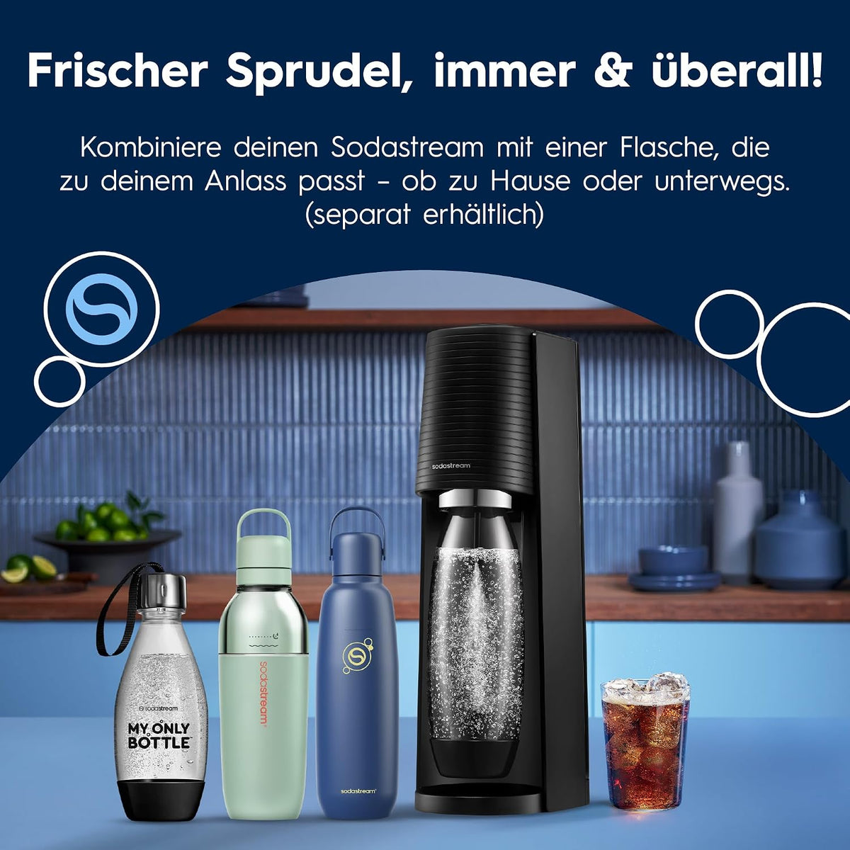 SodaStream Terra Water Carbonator – 3 x Carbonator Bottles & CO2 Cylinder