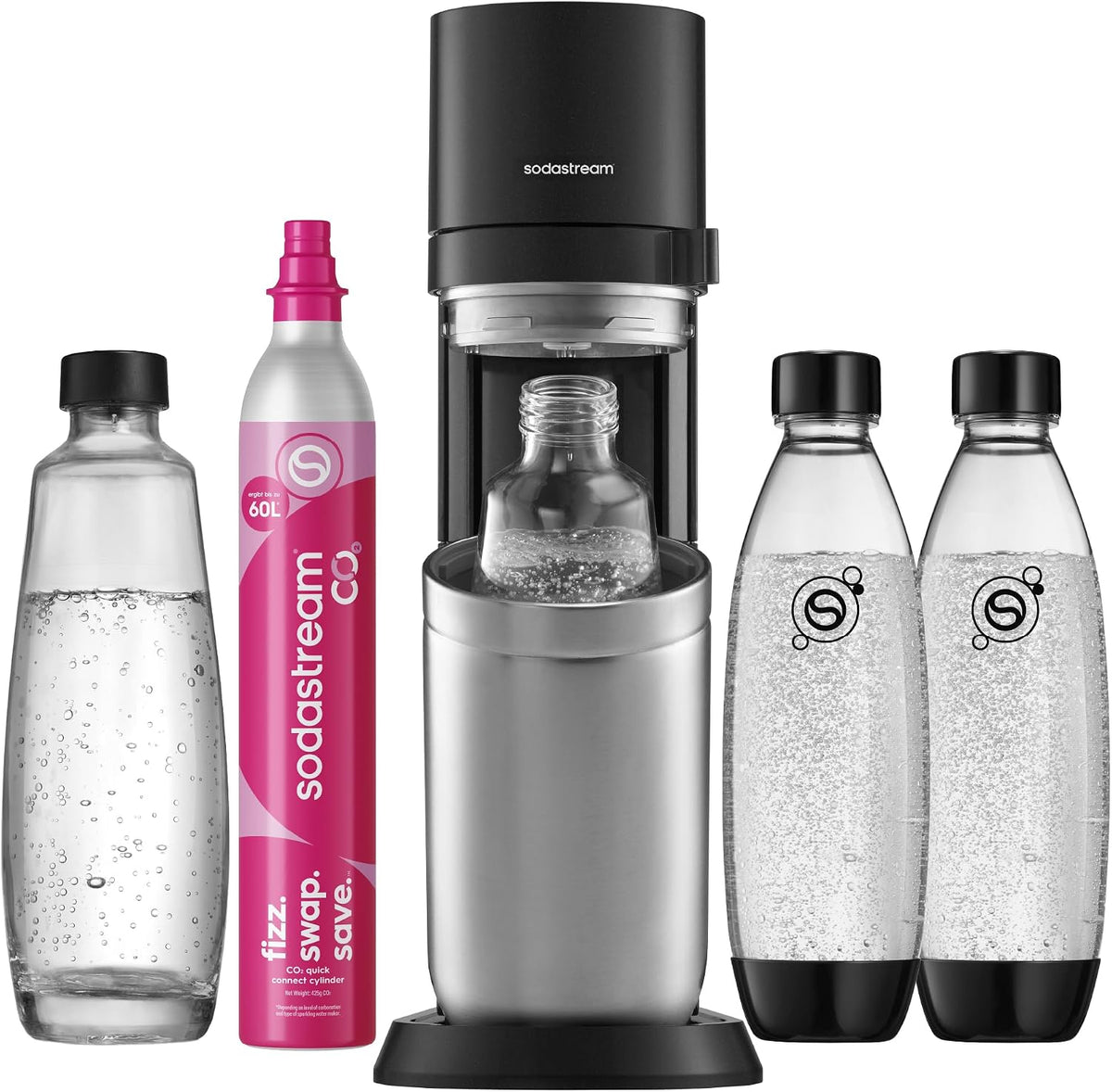 SodaStream Duo Water Carbonator – 4 x 1 Litre Carbonator Bottles & CO2