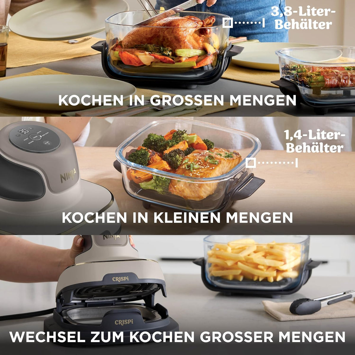 Ninja CRISPi Portable Air Fryer 3.8L 4-in-1 1700W Stone Gold